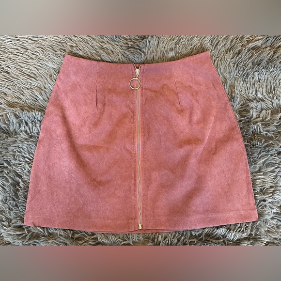 SHEIN Mauve Corduroy Mini Skirt With Zip Front - Picture 3 of 8